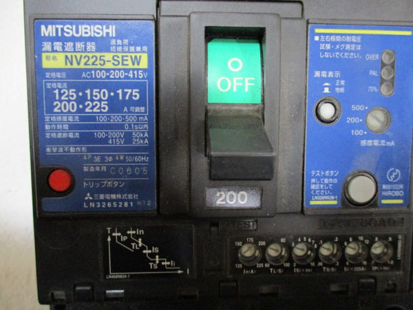 MITSUBISHI NV225-SEW CIRCUIT BREAKER 200A 100-200-415V  UNMP