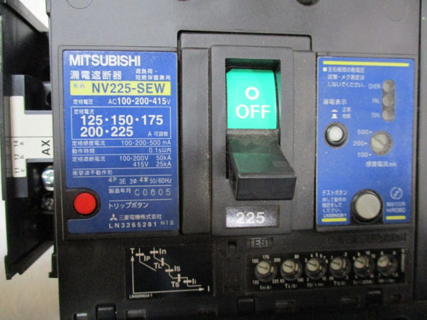 MITSUBISHI NV225-SEW CIRCUIT BREAKER 225A 100-200-415V  UNMP