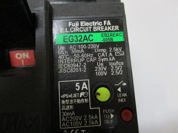 FUJI ELECTRIC EG32AC EB2AEAC-005B CIRCUIT BREAKER 5A 200VAC  UNMP