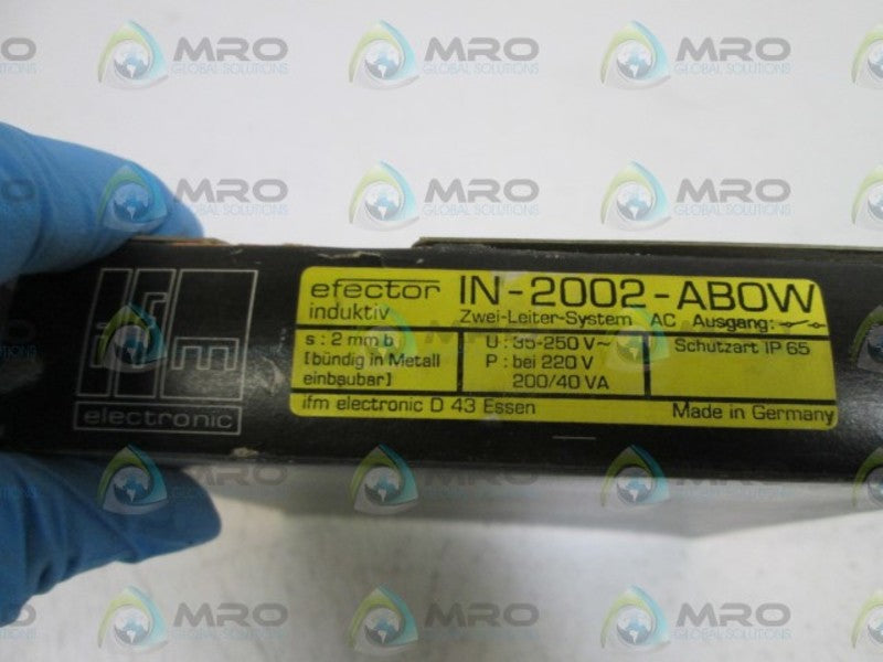 IFM EFECTOR IN-2002-ABOW INDUCTIVE PROXIMITY SENSOR NSMP