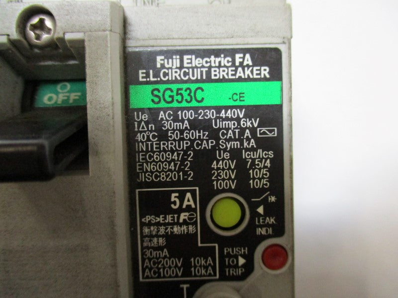FUJI ELECTRIC SG53C-CE CIRCUIT BRAEKER 5A 200VAC  UNMP