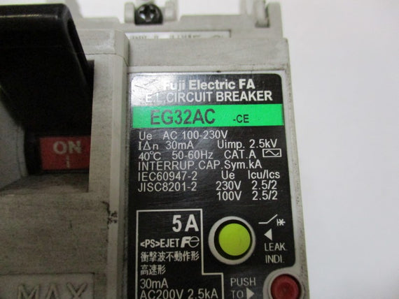 FUJI ELECTRIC EG32AC-CE CIRCUIT BREAKER 5A 200VAC  UNMP