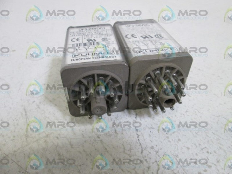 LOT OF 2 KUHNKE RELAY 10AMP 250VAC UF3-24VDC1 UNMP