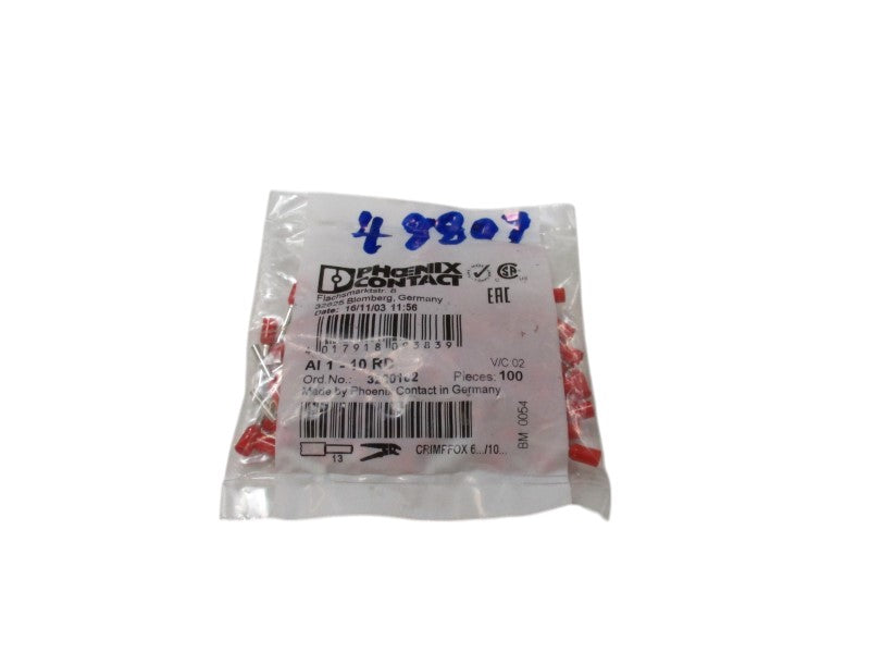PHOENIX CONTACT AI1-10RD (PKG OF 100)  NSMP