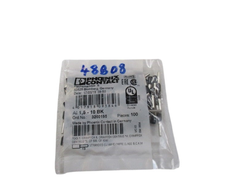 PHOENIX CONTACT AI1,5-10BK (PKG OF 100) NSMP