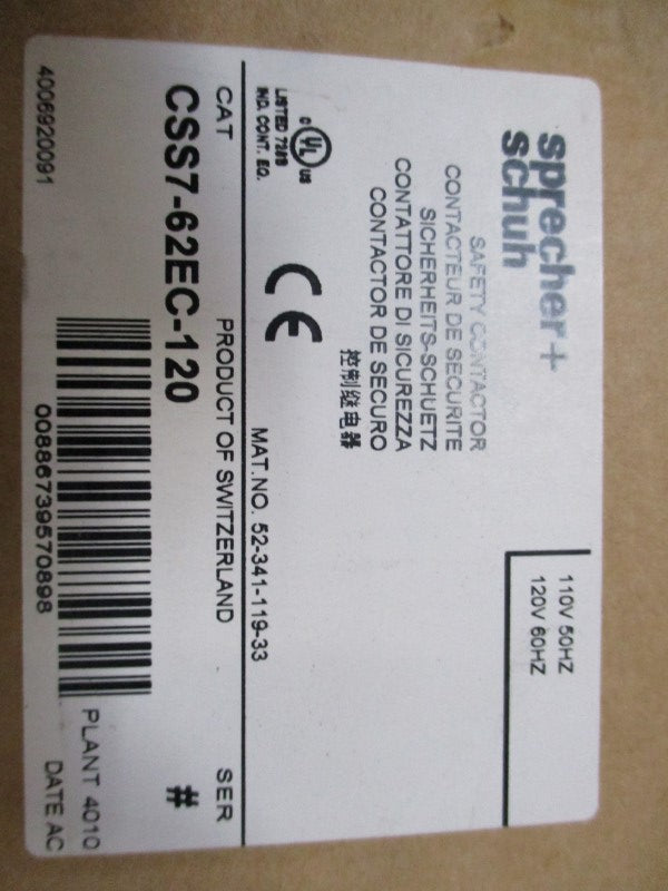SPRECHER+SCHUH CSS7-62EC-120 110/120V NSMP
