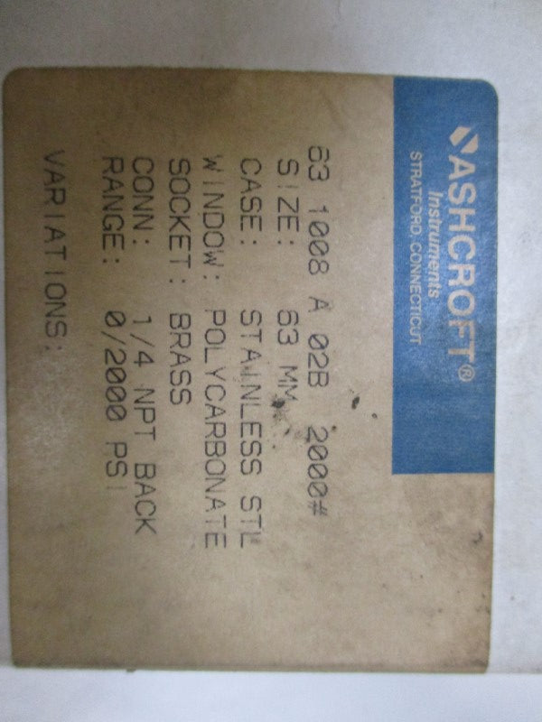 ASHCROFT 631008A02B2000# NSMP