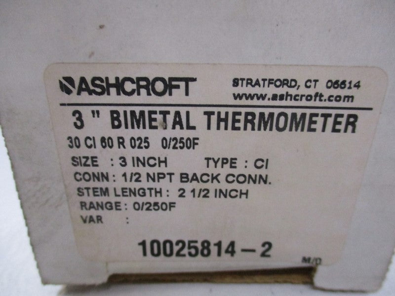 ASHCROFT 30CI60R025-0/250F NSMP