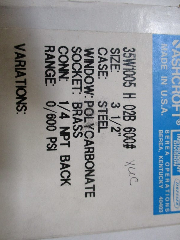 ASHCROFT 35W1005H02B-600# NSMP