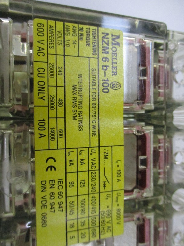 KLOCKNER MOELLER NZM6B-100/ZM6A-70NA 100A 600VAC NSMP