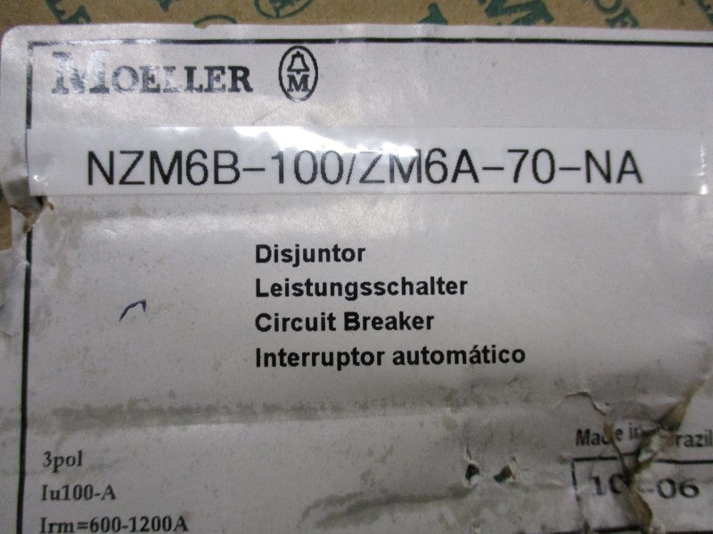 KLOCKNER MOELLER NZM6B-100/ZM6A-70NA 100A 600VAC NSMP