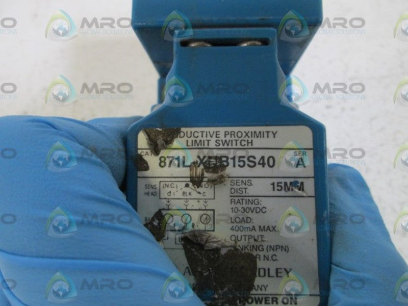 INDUSTRIAL SPARE PART INDUCTIVE PROX. LIMIT SWITCH 871LXNB15S40 SER. A  UNMP