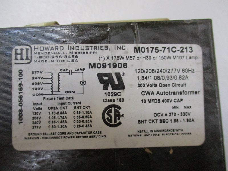 HOWARD INDUSTRIES M0175-71C-213-DK NSMP