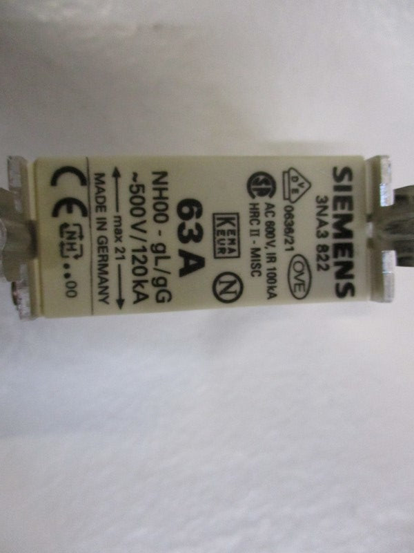 SIEMENS 3NA3822 600VAC 63A NSNP