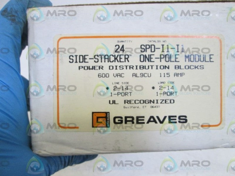 LOT OF 24 GREAVES ONE-POLE MODULE BLOCKS SPD-I1-I1 NSMP