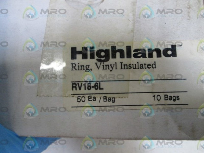 LOT OF 500 HIGHLAND TERMINAL RING RV18-6L (RED)NSMP