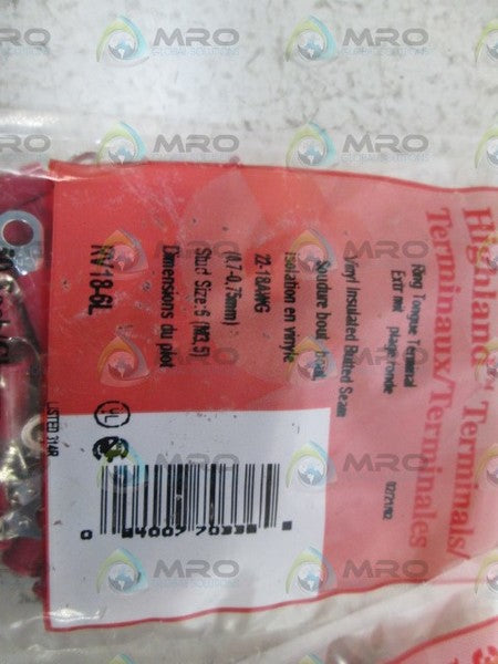 LOT OF 500 HIGHLAND TERMINAL RING RV18-6L (RED)NSMP
