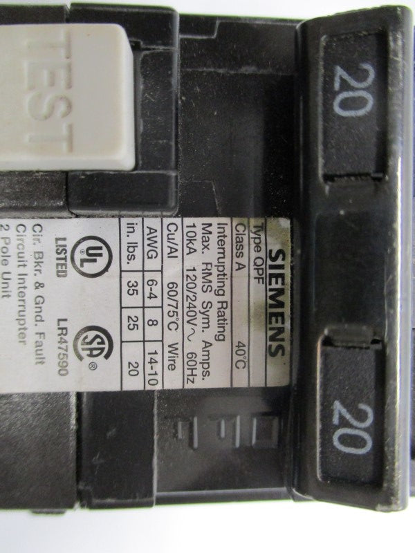 SIEMENS QPF302020 20-20A 120/240V UNMP