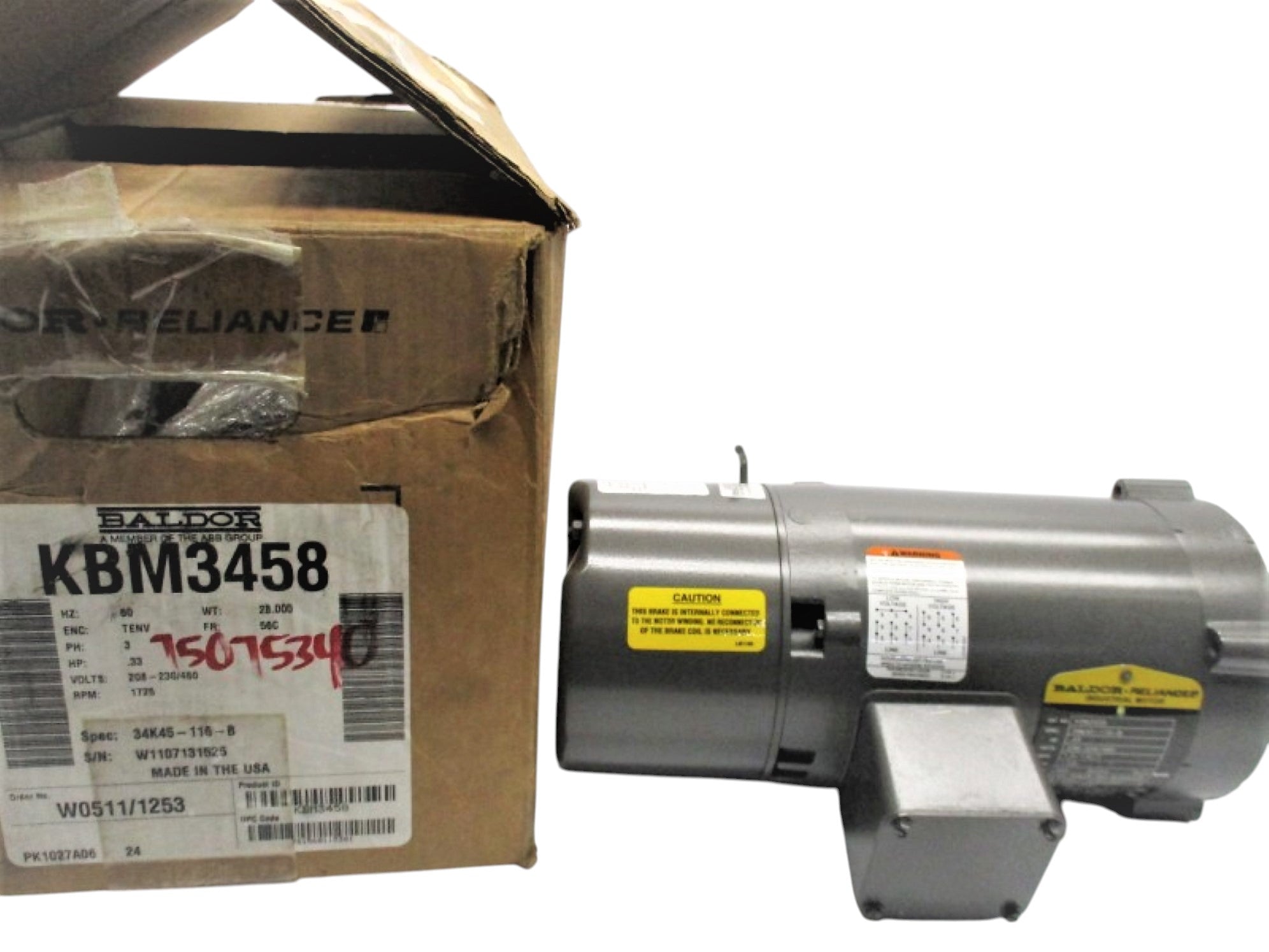 BALDOR KBM3458 104816101BP 95-230V 4.3/.3A NSMP