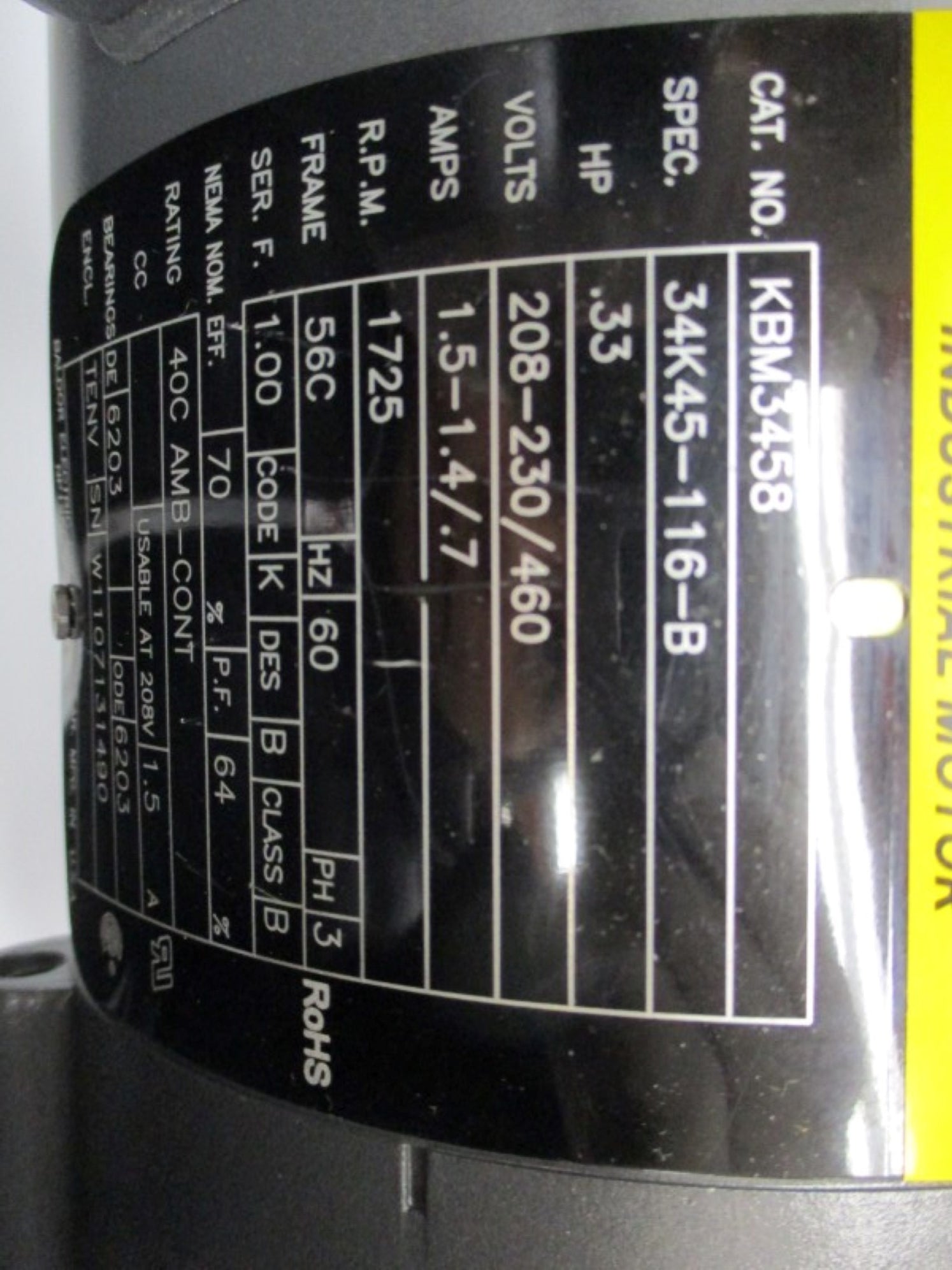 BALDOR KBM3458 104816101BP 95-230V 4.3/.3A NSMP