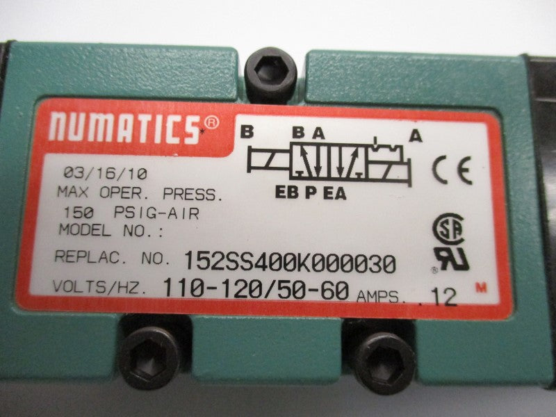 NUMATICS 152SS400K000030 110-120V .12A 150PSI NSNP