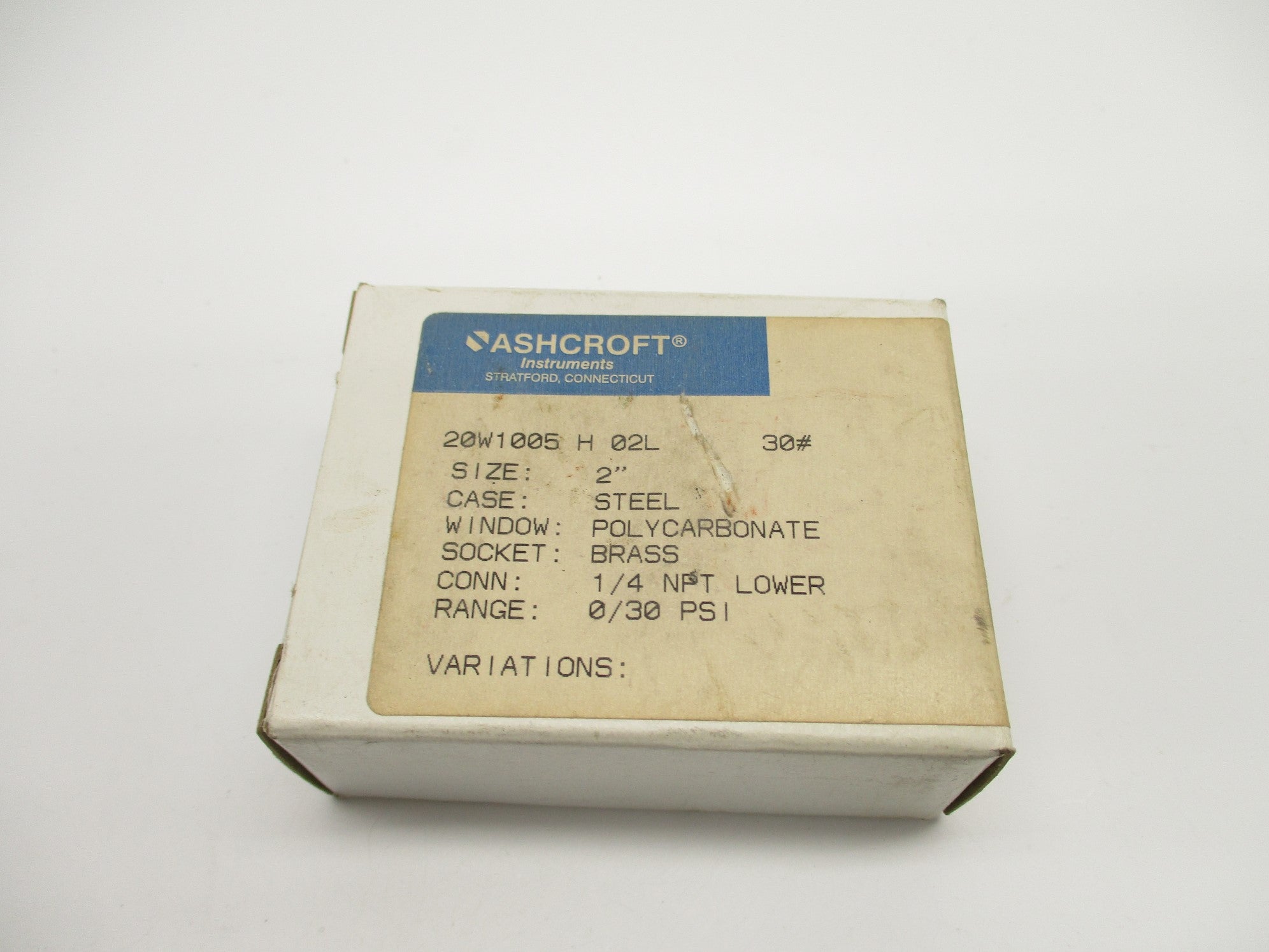 ASHCROFT 20W1005H02L30 0-30PSI NSMP
