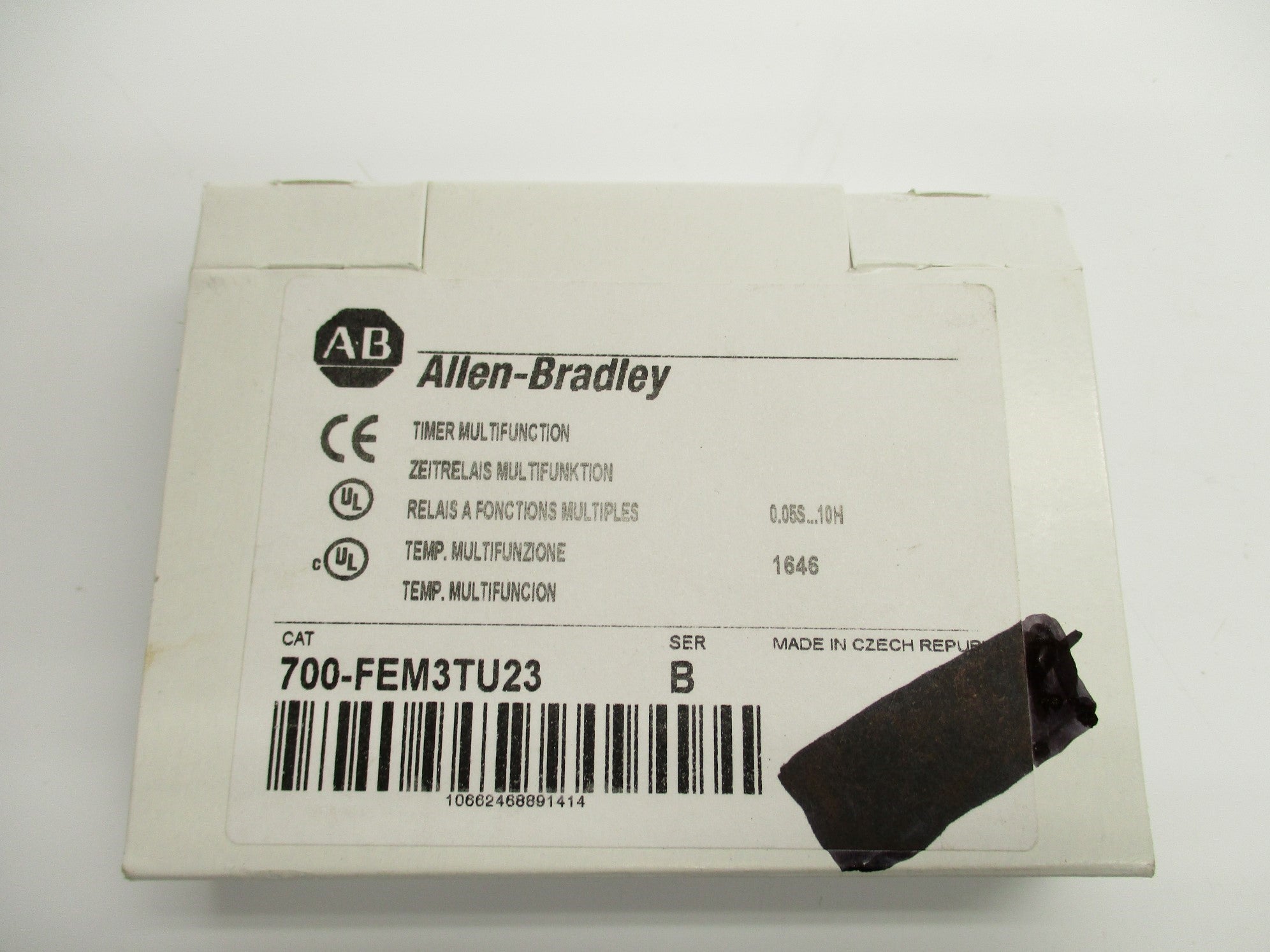 ALLEN BRADLEY 700-FEM3TU23 SER. B 24-240VAC 5A 0.05S-10H (WH) NSMP