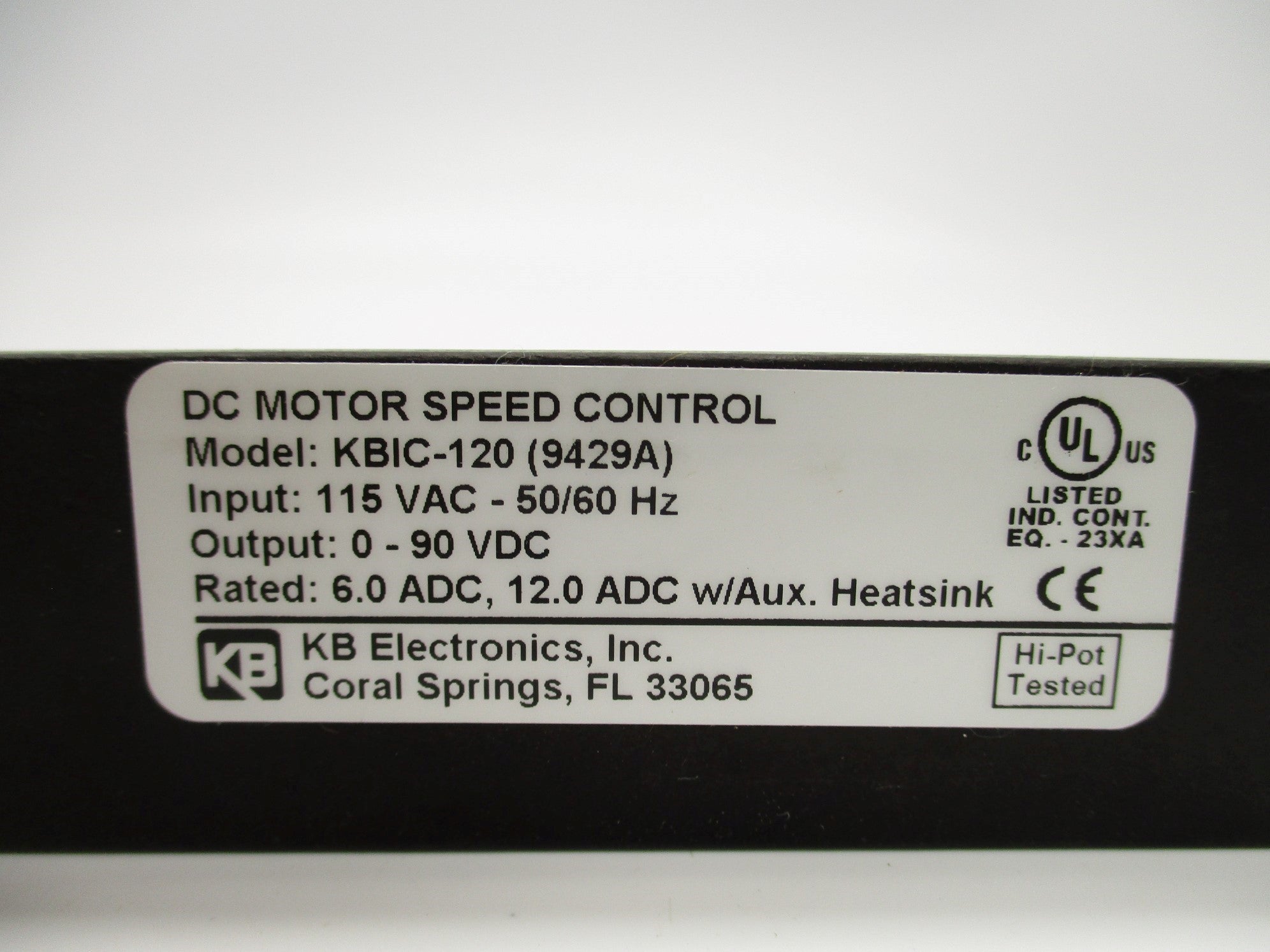 KB ELECTRONICS KBIC-120 9429A 115VAC 18A NSMP