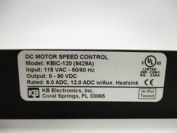 KB ELECTRONICS KBIC-120 9429A 115VAC 18A NSMP