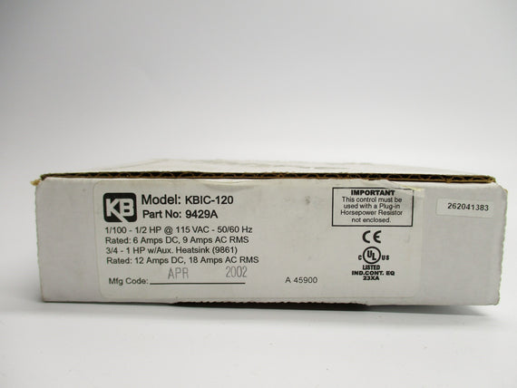 KB ELECTRONICS KBIC-120 9429A 115VAC 18A NSMP