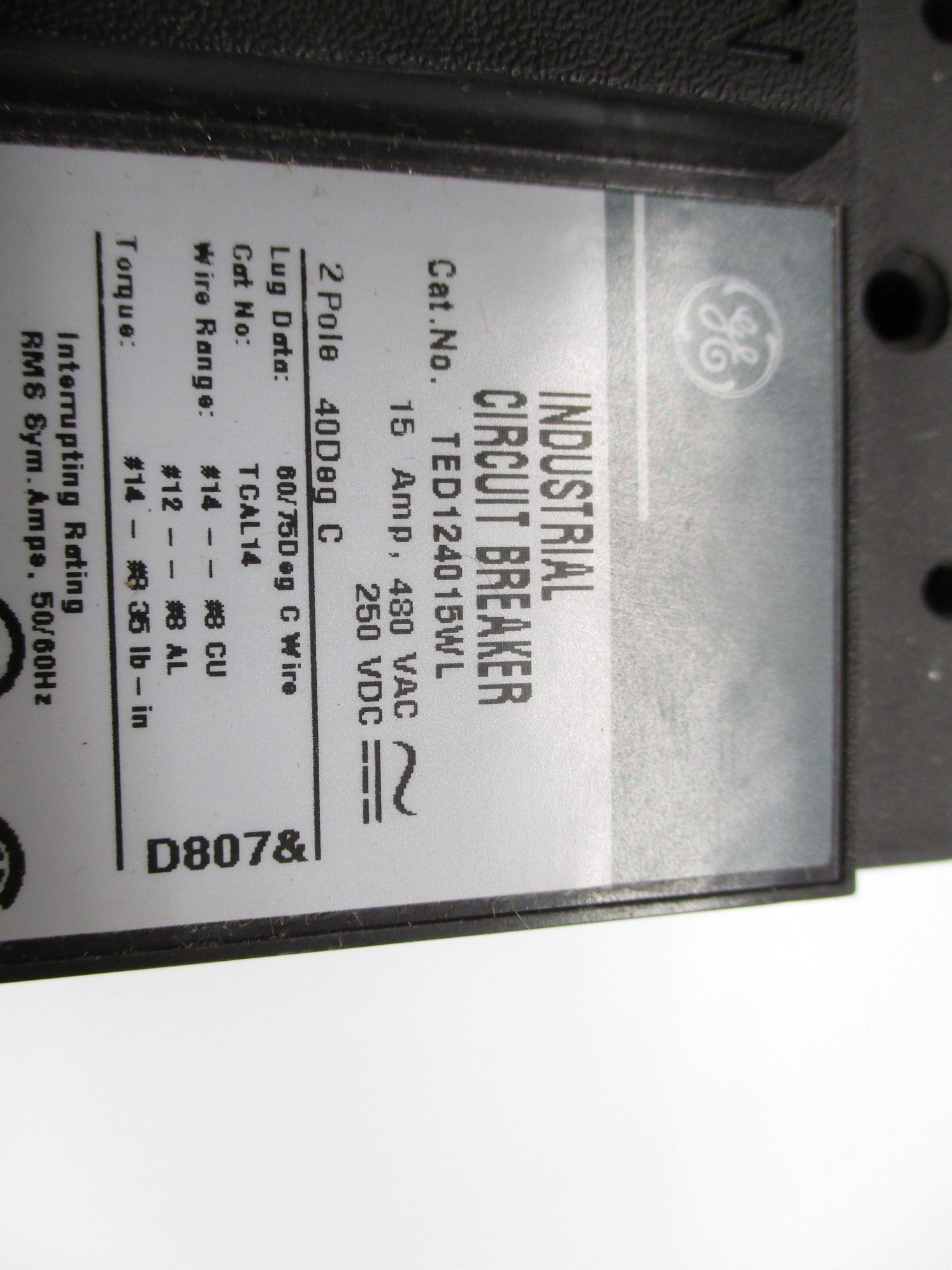 GENERAL ELECTRIC TED124015WL 480VAC 15A  (GREEN) NSMP