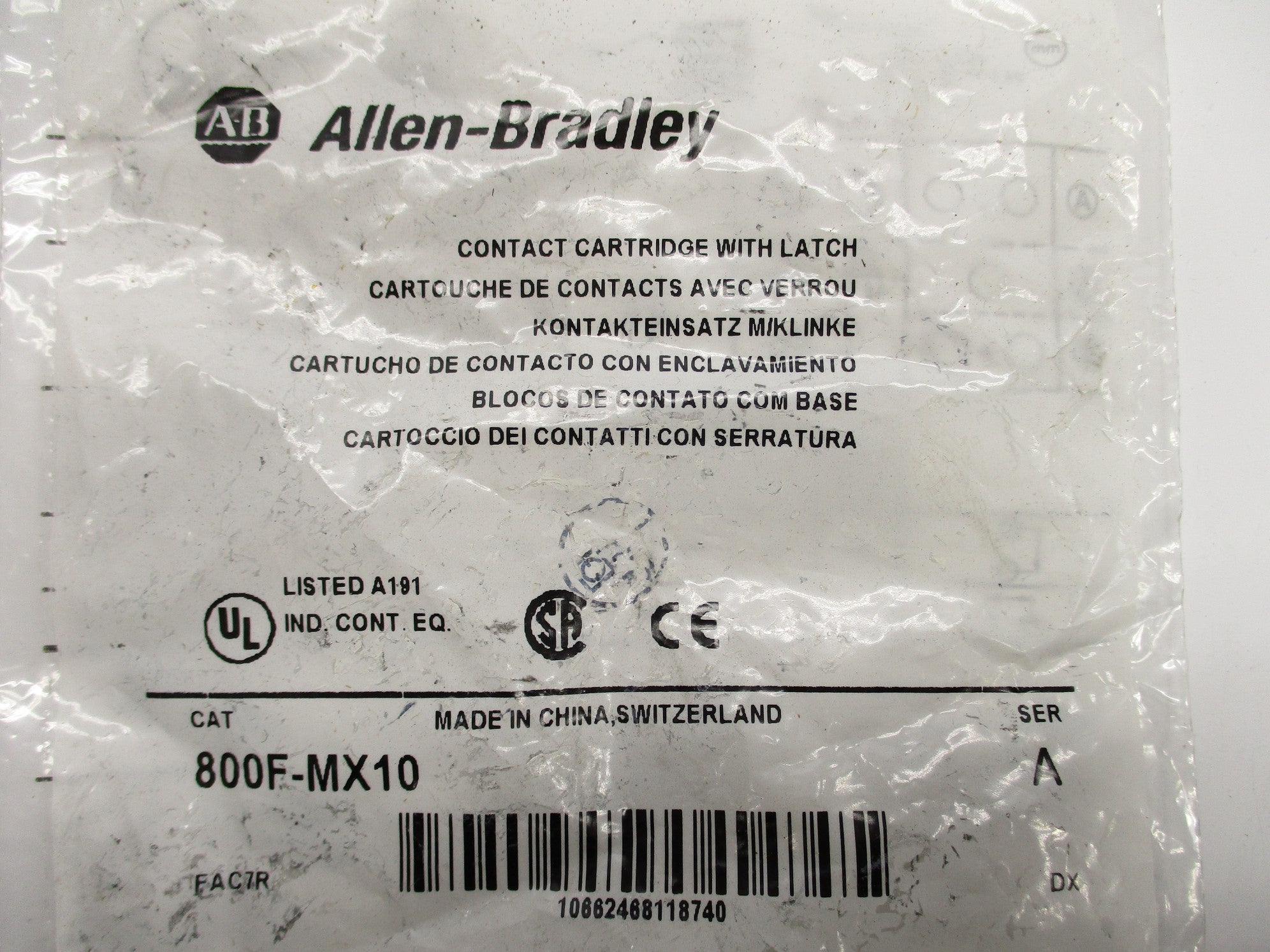 ALLEN BRADLEY 800F-MX10 SER. A NSMP