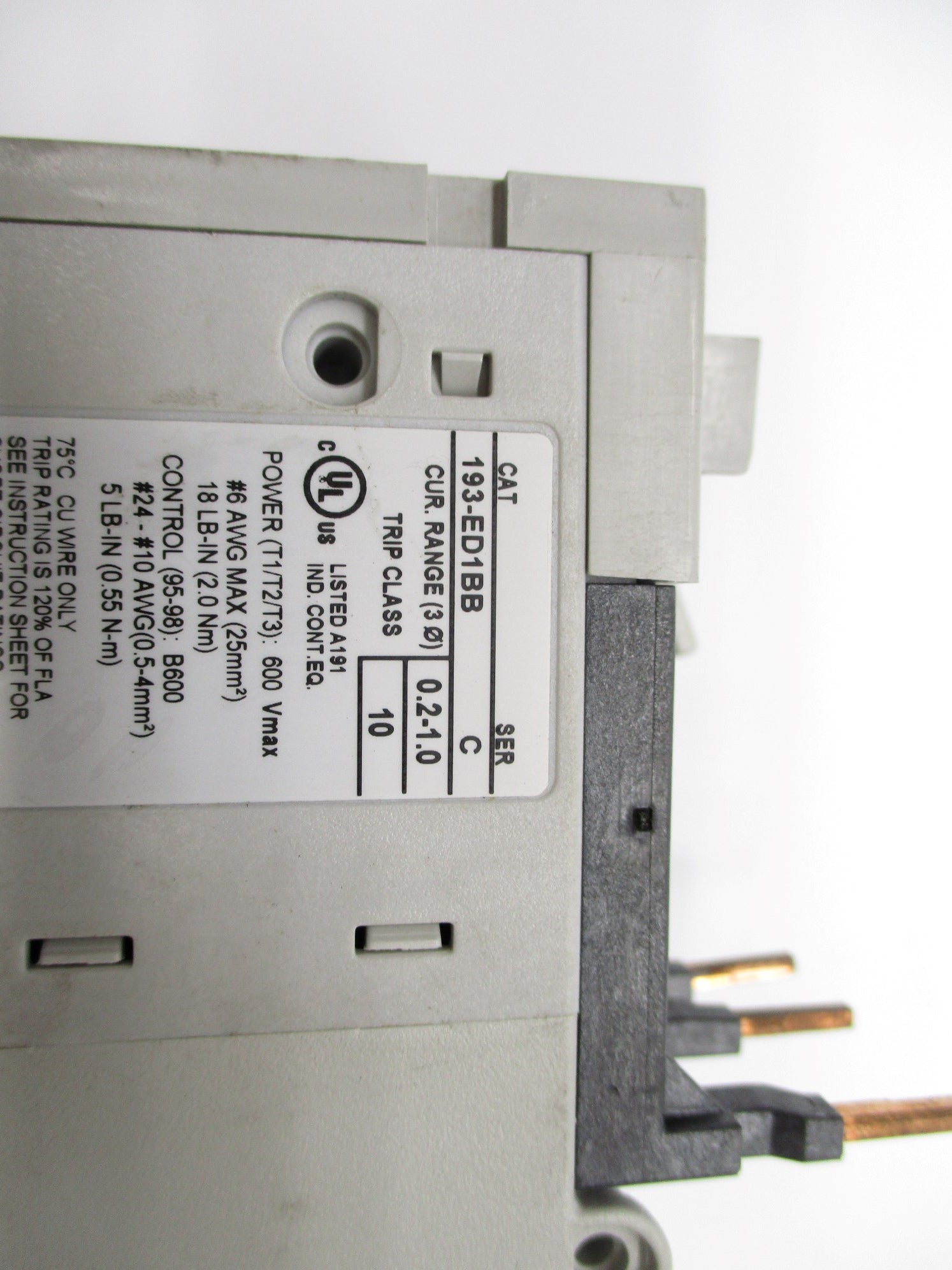 ALLEN BRADLEY 193-ED1BB SER. C 600V 0.2-1.0A NSNP