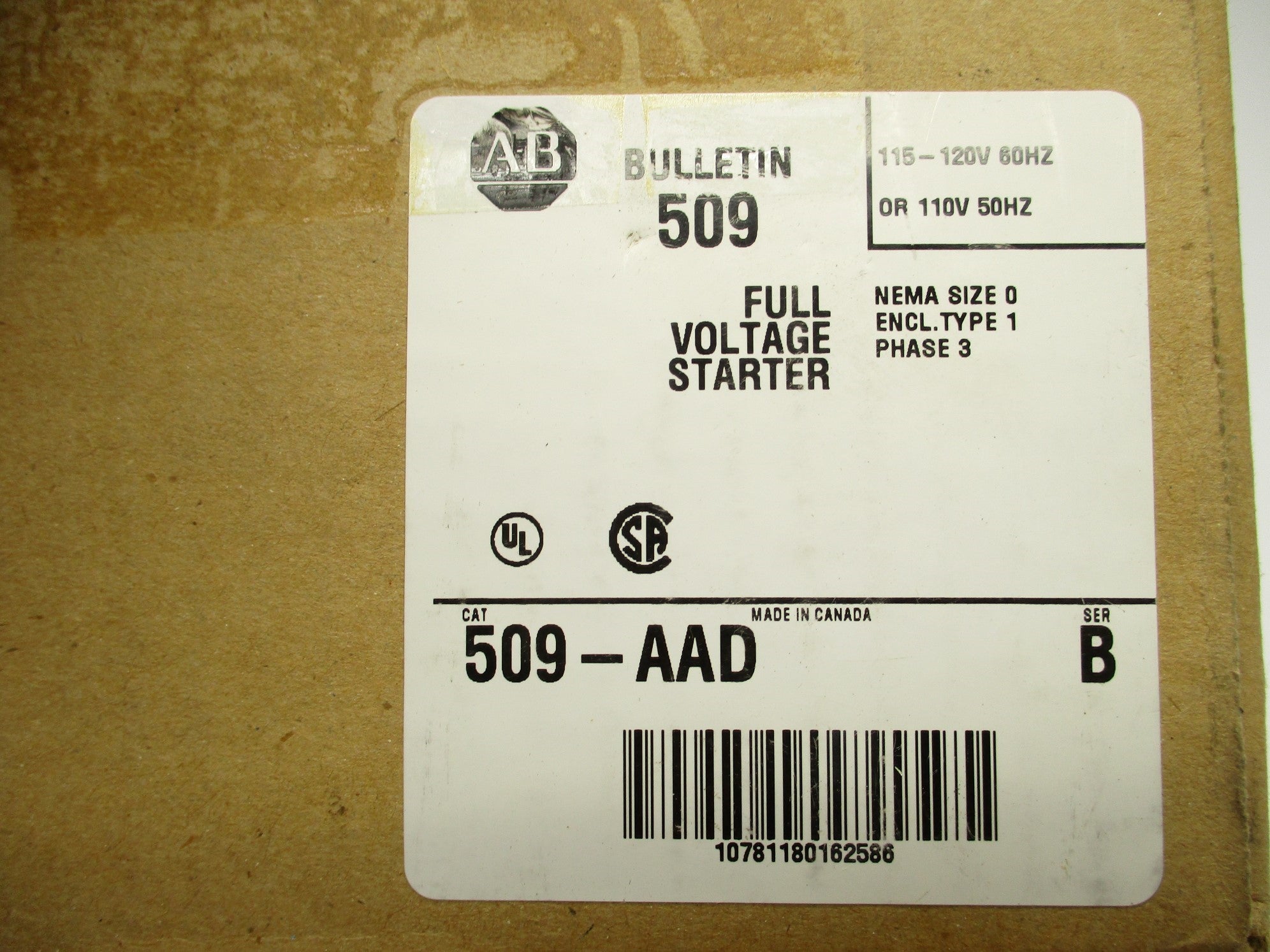 INDUSTRIAL SPARE PART 509-AAD SER. B 110/115-120V (BR/WH) NSMP