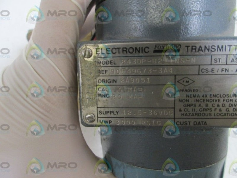 FOXBORO PRESSURE TRANSMITTER 843DP-H2I1NS-M UNMP