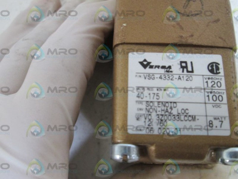 VERSA VALVE 4-WAY VALVE VSG-4332-A120 (MISSING COIL AS PIC) UNMP