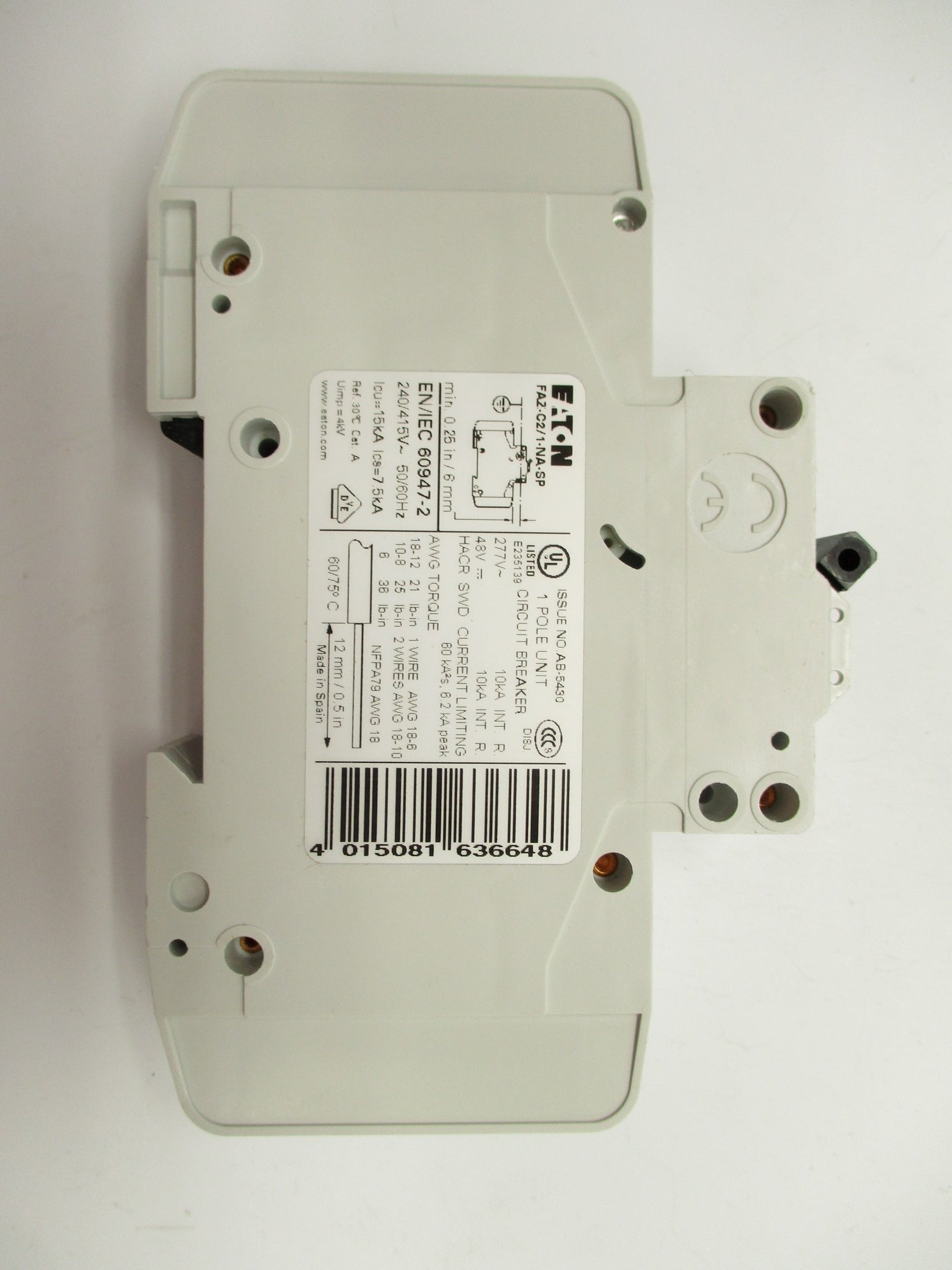 EATON FAZ-C2/1-NA-SP 167167 277VAC 2A NSMP