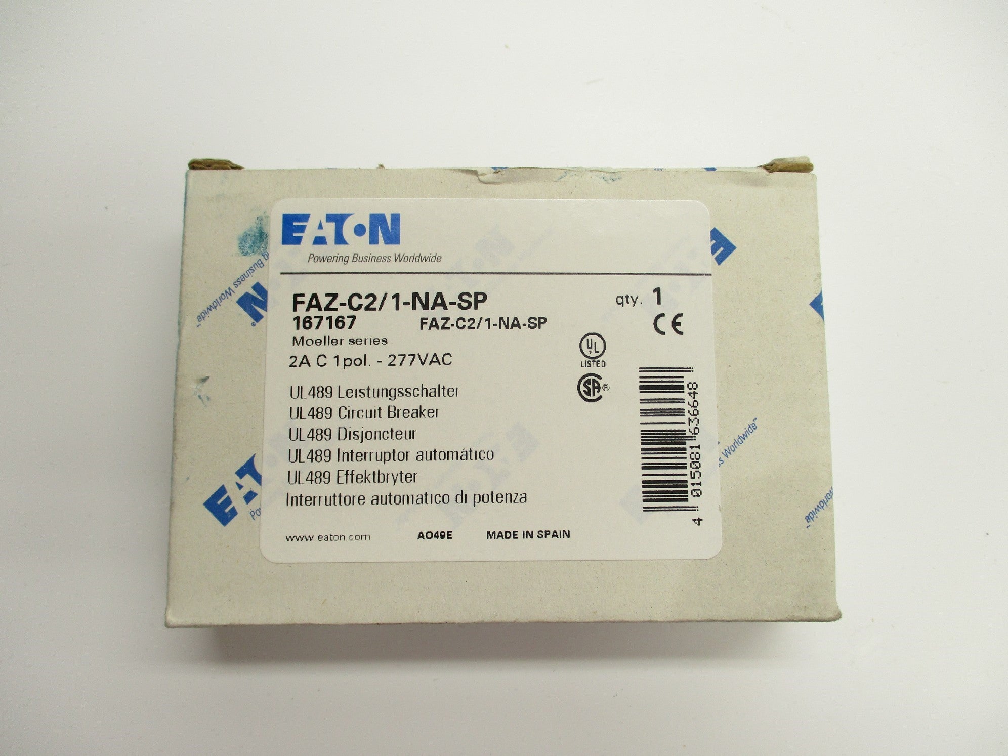 EATON FAZ-C2/1-NA-SP 167167 277VAC 2A NSMP