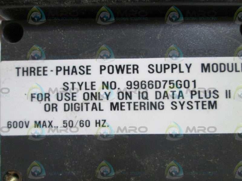 WESTINGHOUSE 3-PHASE POWER SUPPLY MODULE 9966D75G01 UNMP