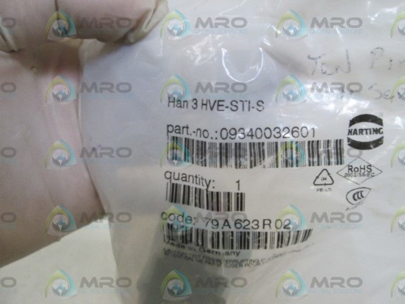 HARTING POWER CONNECTOR Han 3 HVE-STI-S / 09340032601 NSMP