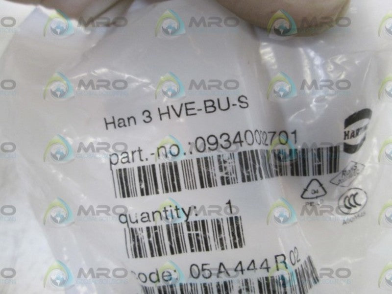 HARTING CONNECTOR HAN 3 HVE-BU-S NSNP IN BAG