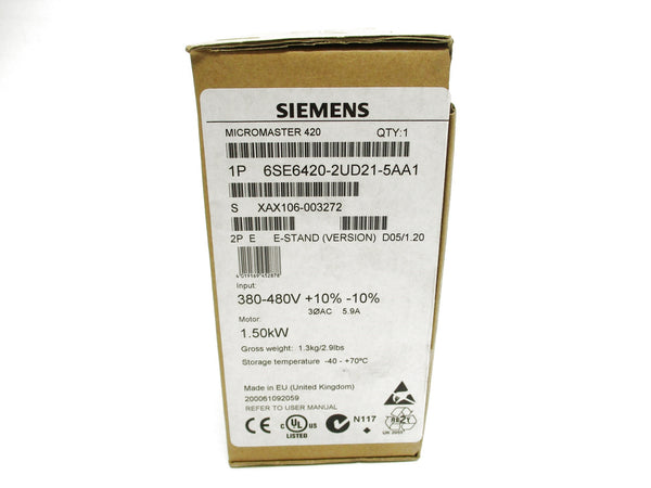 SIEMENS 6SE6420-2UD21-5AA1 380-480V 5.9A NSMP