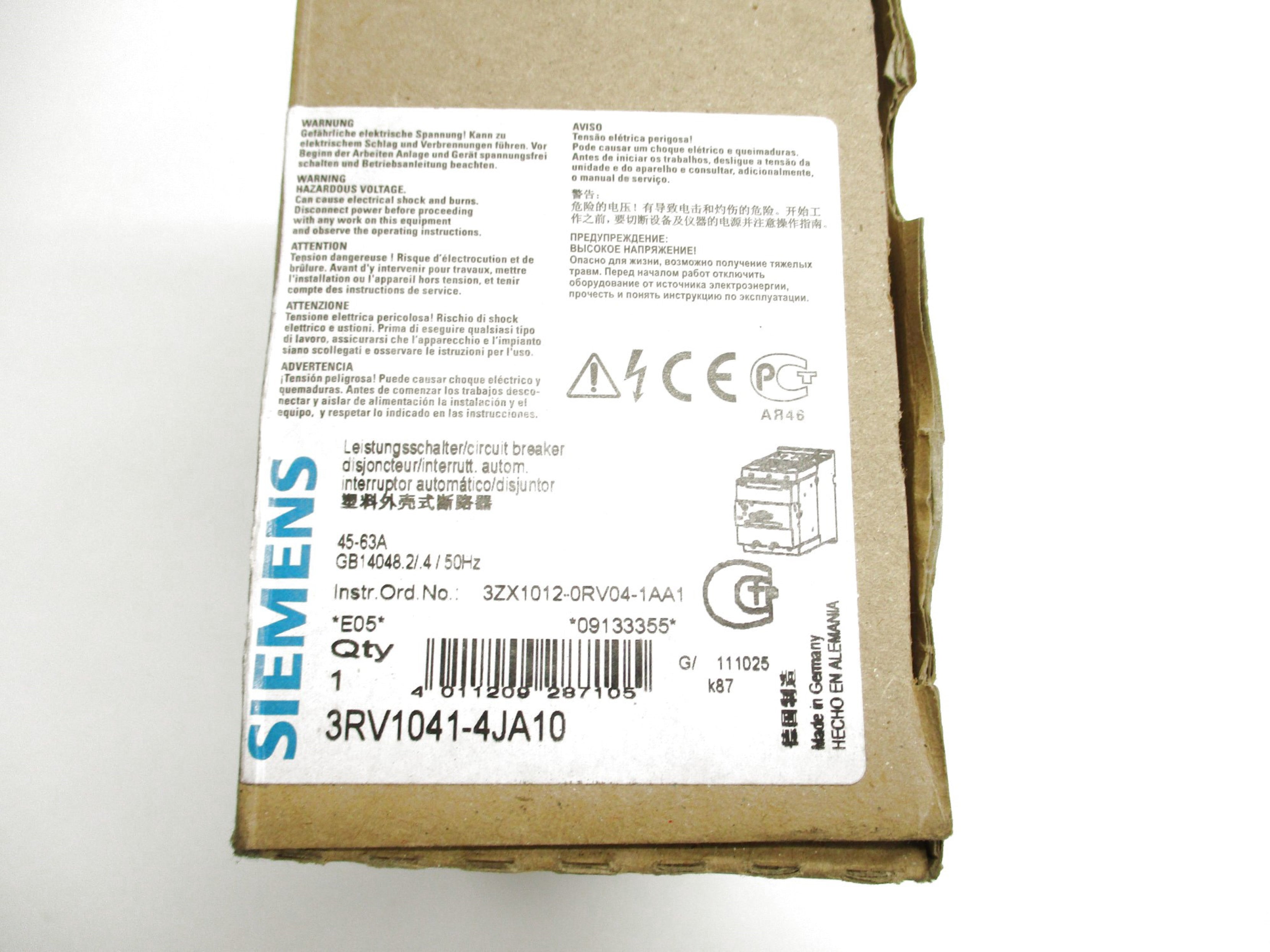 SIEMENS 3RV1041-4JA10 690V 45-63A NSMP