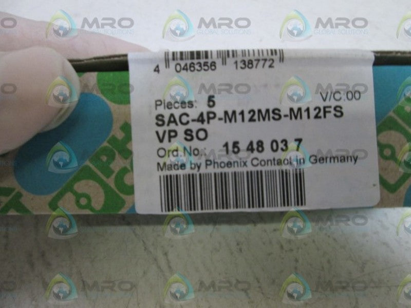 PHOENIX CONTACT ACTUATOR CABLE SAC-4P-M12MS-M12FS VP SO NSFS
