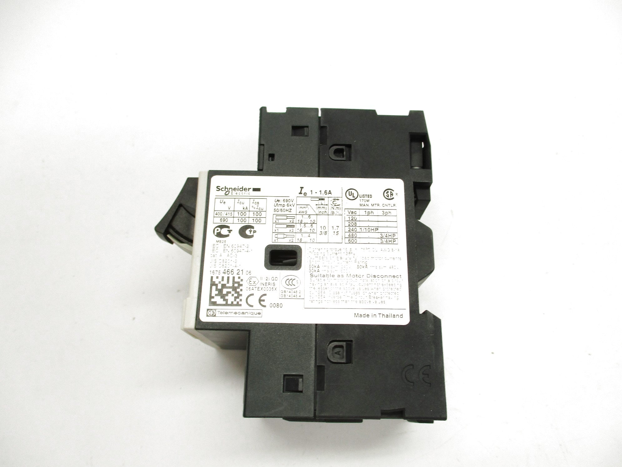 SCHNEIDER ELECTRIC GV2ME06 690V 1-1.6A NSMP