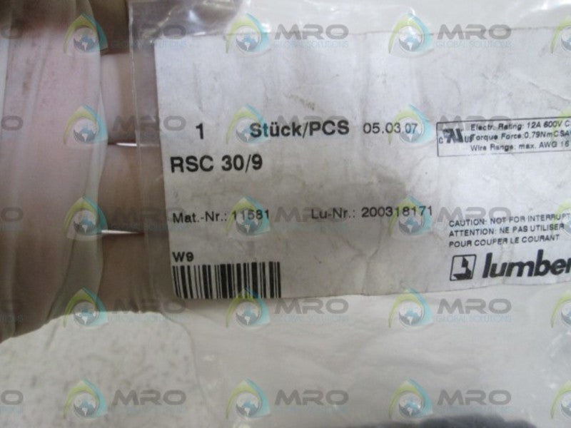 LUMBERG MALE CONNECTOR RSC30/9 NSNP IN BAG