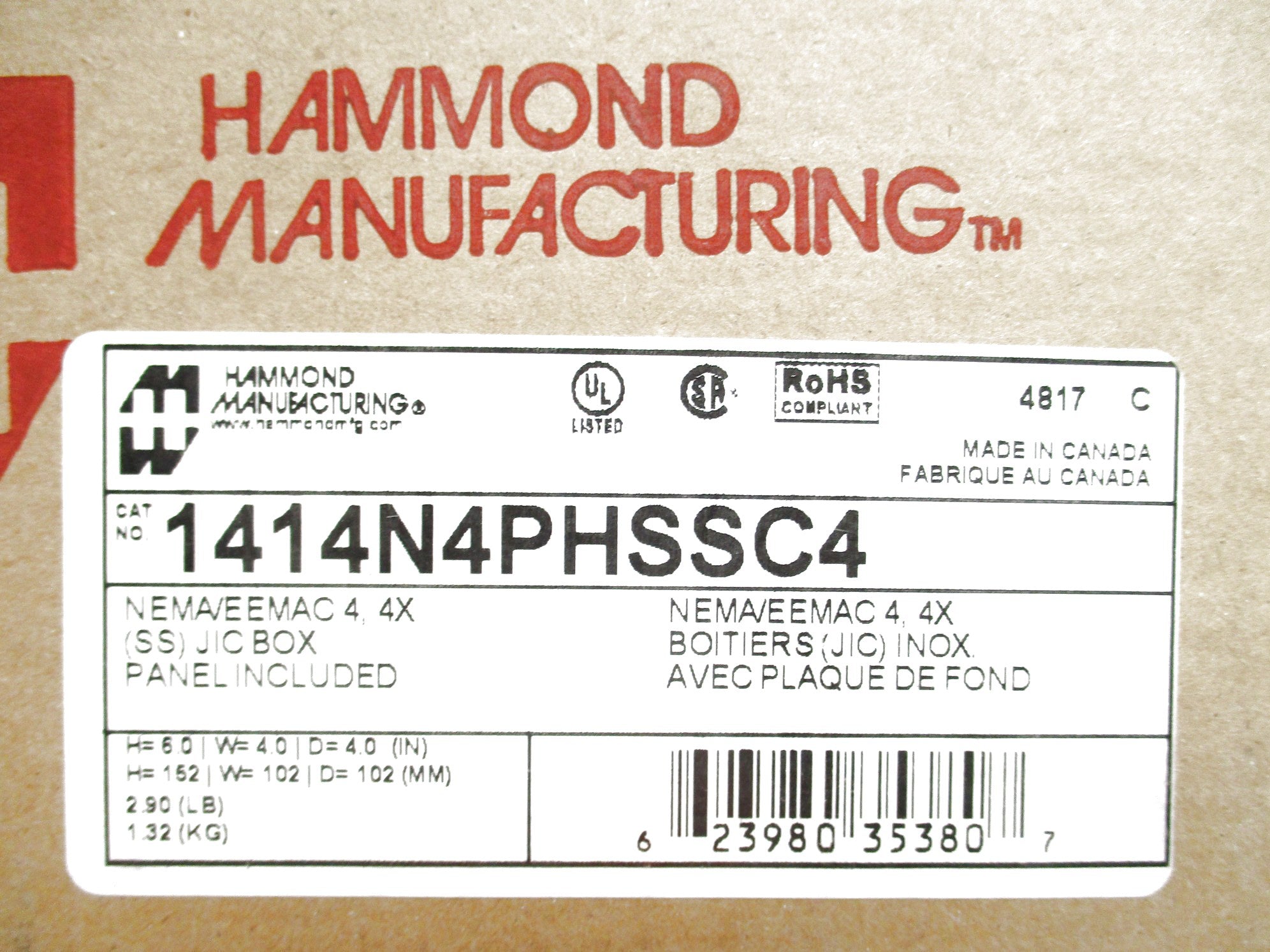 HAMMOND MANUFACTURING 1414N4PHSSC4 NSMP