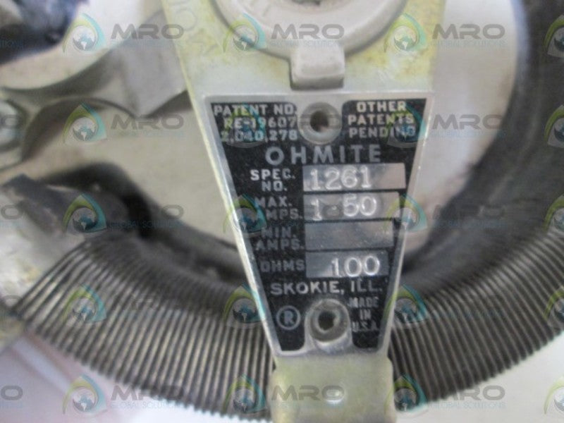 OHMITE RESISTOR MODEL P 1261 100 UNMP