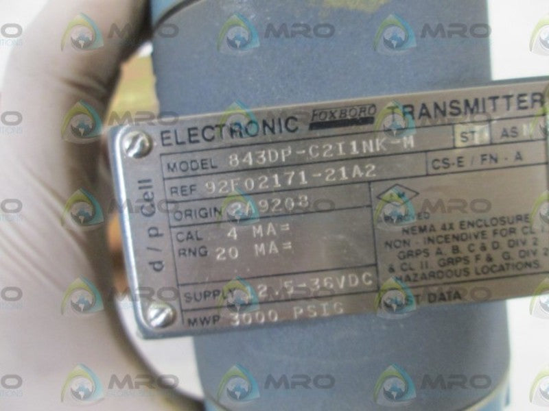FOXBORO ELECTRONIC TRANSMITTER 843DP-C2I1NK-M UNMP