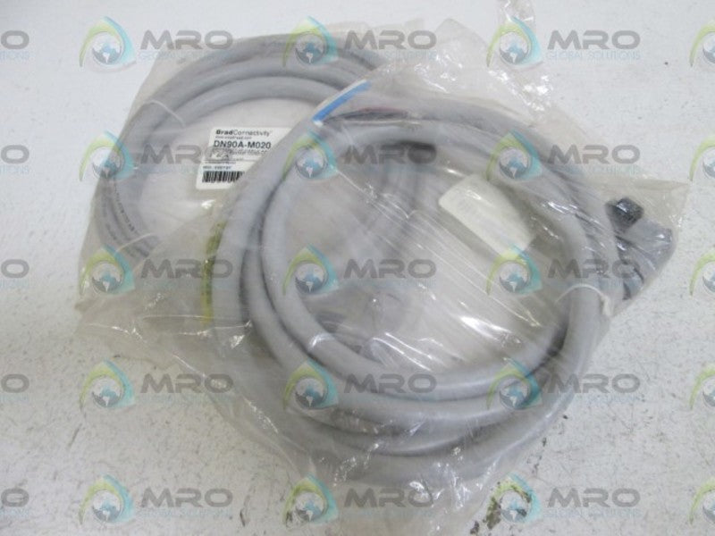 LOT OF 2 BRAD CONNECTIVITY FEMALE CABLE DN90A-M020 NSNP IN BAG